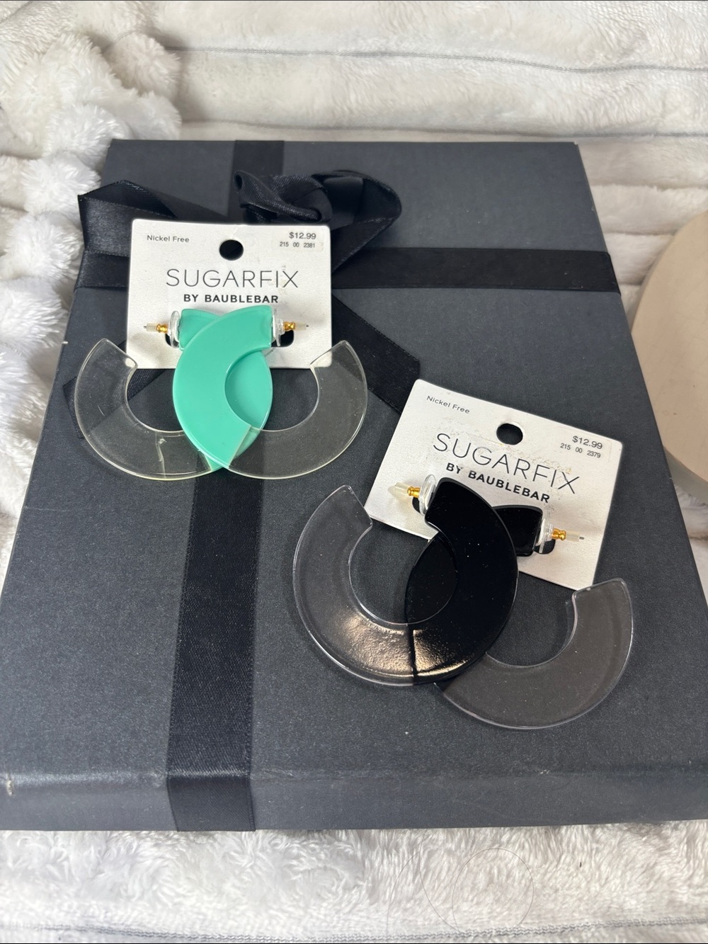 Sugarfix by Baublebar Acrylic Hoop Earrings - Mint & Black 2 pair